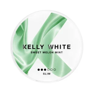Kelly White Melon Mint 6mg nicotine pouch can with green and mint graphics